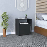 23" Gray Faux Wood Nightstand With Storage