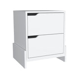 20" White Two Drawer Faux Wood Nightstand