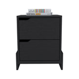 20" Black Two Drawer Faux Wood Nightstand