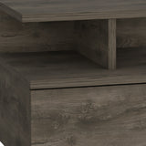 20" Black Two Drawer Faux Wood Nightstand