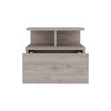 12" Gray One Drawer Faux Wood Floating Nightstand