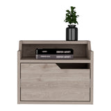 13" Gray One Drawer Faux Wood Floating Nightstand