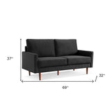 69" Gray Velvet and Dark Brown Sofa