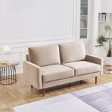 69" Black Velvet and Dark Brown Sofa