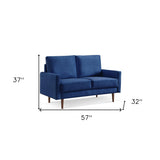 69" Beige Velvet and Dark Brown Sofa