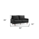 69" Gray Velvet and Dark Brown Sofa