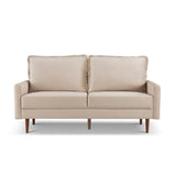 69" Beige Velvet and Dark Brown Sofa