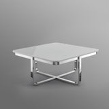 Set of Two 31" White And Silver Genuine Marble And Iron Round Nested Coffee Tables