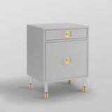 22" Gold and White Genuine Marble Round End Table