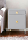 26" Clear and Light Gray End Table with Drawer and shelf