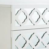 20" Gold and White End Table with Two Drawers