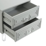 24" Clear and White End Table with Two Shelves