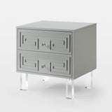 24" Clear and Light Gray End Table with Two Drawers