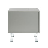 24" Clear and Light Gray End Table with Two Drawers