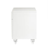 24" Clear and White End Table with Drawer and shelf
