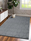 9' x 12' Gray Wool Striped Hand Woven Area Rug