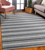 9' x 12' Gray Wool Striped Hand Woven Area Rug