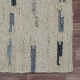 9' x 12' Blue Wool Abstract Hand Woven Area Rug