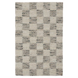 5' x 8' Beige Wool Checkered Hand Woven Area Rug
