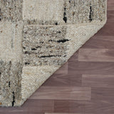 5' x 8' Beige Wool Checkered Hand Woven Area Rug