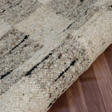 5' x 8' Beige Wool Checkered Hand Woven Area Rug