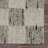 8' x 10' Beige Wool Checkered Hand Woven Area Rug
