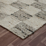 8' x 10' Beige Wool Checkered Hand Woven Area Rug