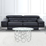 32" Clear And Silver Glass And Iron Round Coffee Table