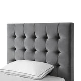 Gray Solid Wood Queen Tufted Upholstered Velvet Bed