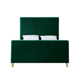 Hunter Green Solid Wood Queen Upholstered Velvet Bed