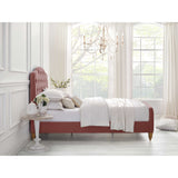 Cream Solid Wood Twin Tufted Upholstered Linen Bed