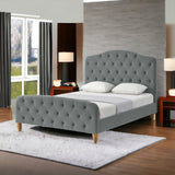 Gray Solid Wood Twin Tufted Upholstered Velvet Bed