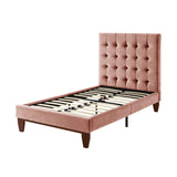 Blush Solid Wood Full Tufted Upholstered Velvet Bed