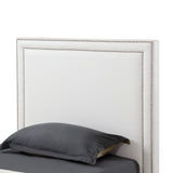 Light Gray Solid Wood Full Tufted Upholstered Linen Bed