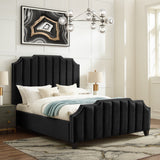 Gray Solid Wood Full Upholstered Velvet Bed with Nailhead Trim