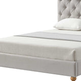 Gray Solid Wood Full Upholstered Linen Bed