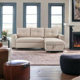 92" Beige Polyester Blend and Black Convertible Futon Sleeper Sofa