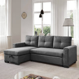 92" Light Gray Polyester Blend and Black Convertible Futon Sleeper Sofa