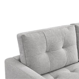 87" Beige Polyester Blend and Natural Sofa with Ottoman