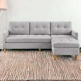 87" Light Gray Polyester Blend and Natural Sofa with Ottoman