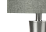 Set of Two 24" Silver Metal Candlestick USB Table Lamps With Gray Drum Shades