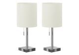 Set of Two 17" Silver Metal Candlestick USB Table Lamp With Ivory Drum Shade