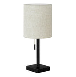 Set of Two 17" Black Metal Candlestick USB Table Lamp With Beige Drum Shade