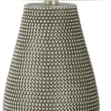 19" Gray Round Table Lamp With Ivory Drum Shade