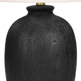 26" Cream Ceramic Round Table Lamp With Cream Empire Shade