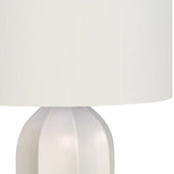 20" Cream Concrete Urn Table Lamp With Cream Empire Shade
