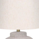 27" Cream Ceramic Geometric Table Lamp With Cream Drum Shade