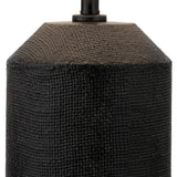 15" Black Ceramic Cylinder Table Lamp With White Drum Shade