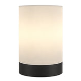 9" Black Metal Cylinder Bedside Table Lamp With White Drum Shade