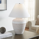 13" Gold Metal Cylinder Table Lamp With White Drum Shade